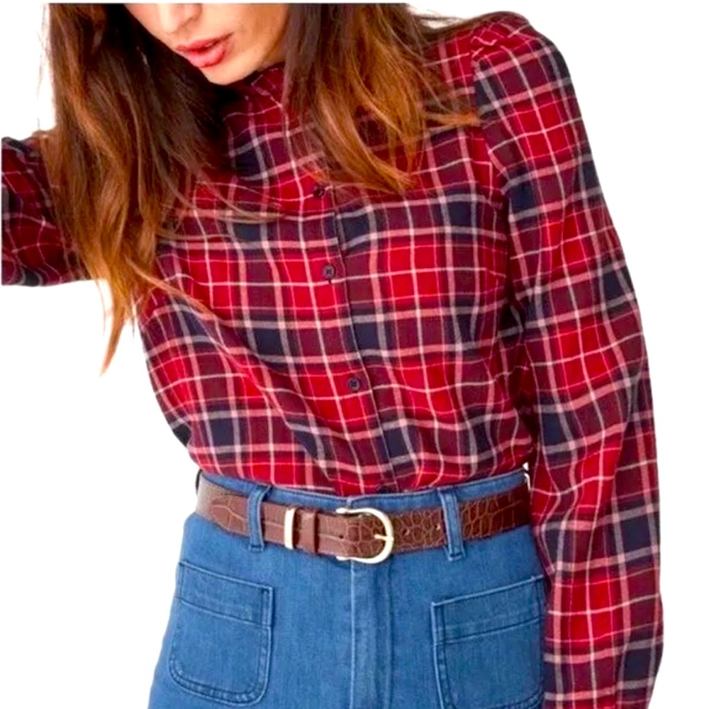 & Other Stories Plaid Ruffle Shirt